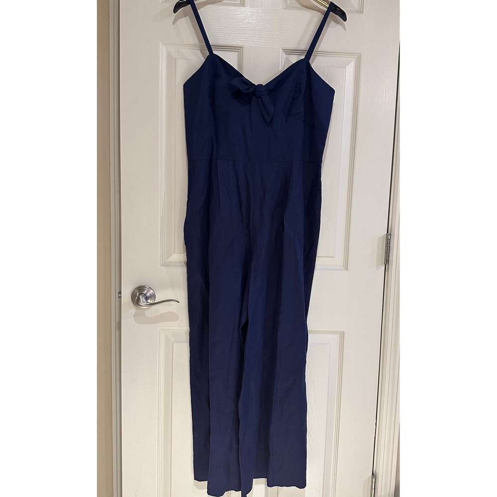 J.Crew Navy Blue Tie-Front Wide-Leg Jumpsuit L6968 Womens 10 NWT